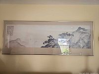 Full view of framed artwork showing entire composition, frame, and glazing