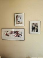 All three framed prints on wall to show group and relative sizes