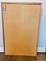 Front view showing cork surface, frame and push pins