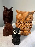 Group shot of all three owl figurines