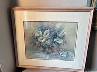 Front view of framed Basket of Calla Lilies print
