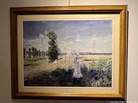 Front view of framed La Promenade print showing artwork, mat and frame