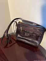 Full view of LaDiva brown leather shoulder bag