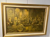 Front view of framed salon scene artwork