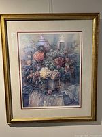 Full view of framed print showing floral composition