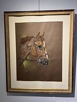 Full view of framed horse portrait