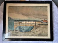 Framed watercolor showing full artwork, frame, and glazing