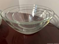 Nested clear glass serving bowls
