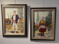 Both framed paintings side by side showing subjects and frames