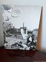Front view of mounted photograph showing Tower of David scene with cactus foreground