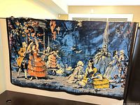 Full view of Rococo pastoral tapestry hung for display