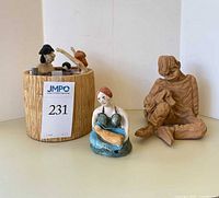 Overall view of three ceramic sculptures