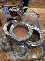 Group showing ice bucket, decanter, coasters, funnel