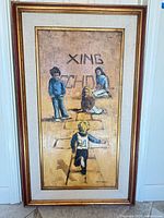 Full view of framed oil painting