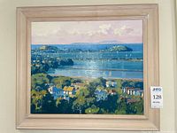 Full view of framed painting showing composition and frame