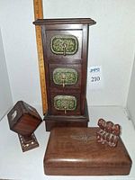 Group shot showing all four wooden items together