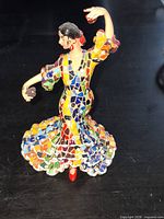 Rear angled view of multicolour Barcino flamenco dancer figurine