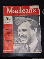 Maclean’s October 1 1942 cover featuring fighter ace illustration