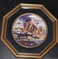 Front view of framed collector plate showing artwork and frame