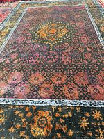 Full view of rug showing pattern and colours