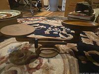 side view of scale showing both pans and pedestal base