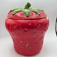 Full view of strawberry cookie jar front