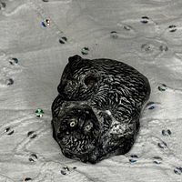 Front angled view of soapstone bear and cub figurine