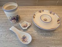 Entire four-piece stoneware set displayed on countertop