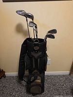 Full view of Spalding bag with clubs inserted