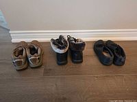 Three pairs of women’s shoes arranged side by side