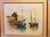 Framed acrylic painting showing entire artwork