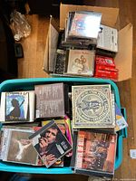 Overview of tote and box showing bulk of CD collection