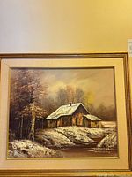 Framed acrylic landscape painting overall view