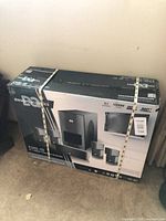 Front of boxed Dresden Acoustics DS.9 5.1 home theater system