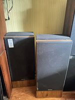 Front view of both H.H. Scott speakers showing size and grille condition