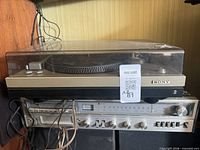 Sony turntable atop Sears receiver
