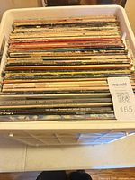 Overall view of crate filled with LP records