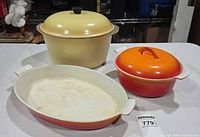 Overview of all three cookware pieces displayed on table