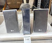 Front view of LG receiver and two speakers