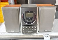 Front view of Teac EX-M5 system flanked by two speakers