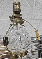 Front view of Waterford crystal lamp base with cord