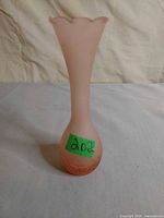 full view of light pink crackle glass vase front