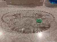 Top view showing full oval dish with patterns