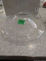 Wide clear glass bowl on countertop