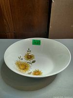 Top view of Johnson Brothers Sunflower ironstone serving bowl showing floral pattern and interior