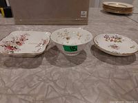 Top view of three bone china pieces lined up
