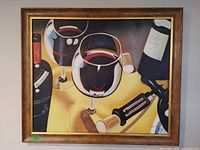 Front view of framed wine still-life wall art