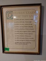 Front view showing poem text and frame