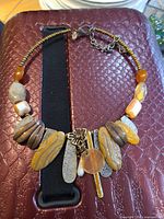 Burnt orange art deco necklace with mixed beads and extender