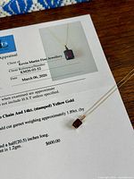 Necklace on appraisal sheet close view